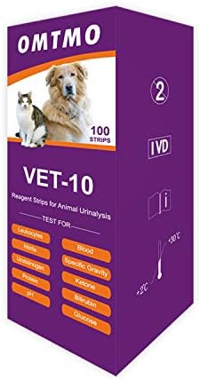OMTMO [100 רצועות] רצועות מגיב לשתן של VET-10 PET בריאות רצועות שתן לכלבים חתולי שתן, 10 רצועות בדיקת פרמטרים